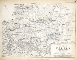 Mapa de la Batalla de Wagram, publicado por William Blackwood and Sons, Edimburgo y Londres, 1848